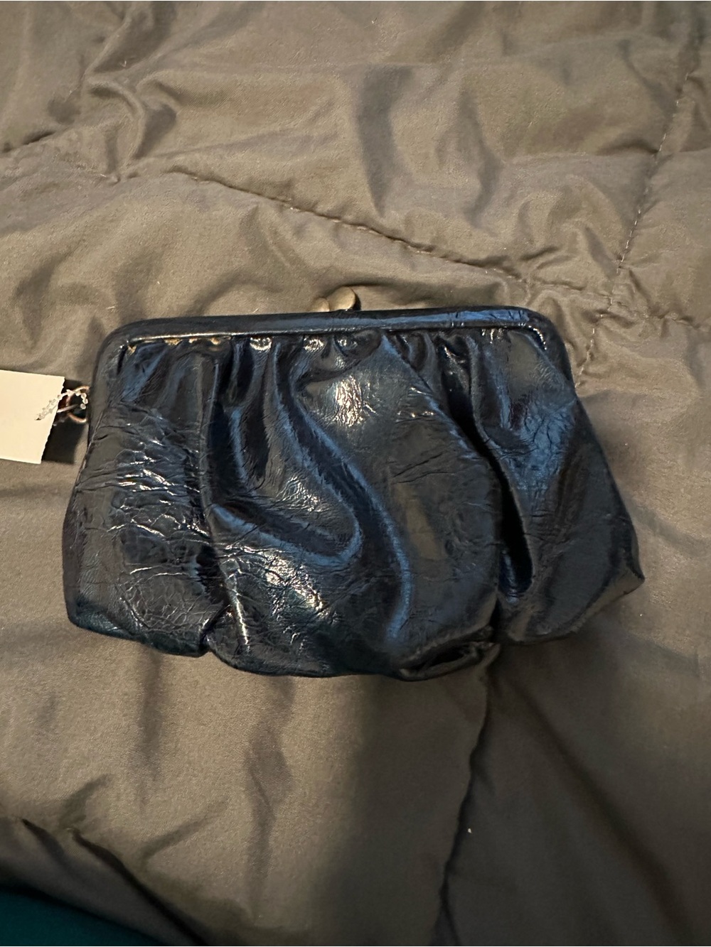 Simply Vera Vera Wang Glossy Navy Gathered Frame Clutch kiss lock
